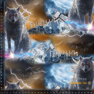 Jersey print with wolves and lightning - Image 1