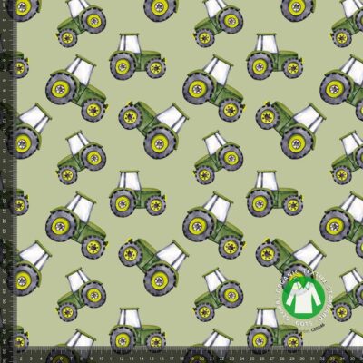 Jersey print with green watercolor tractors - Image 1