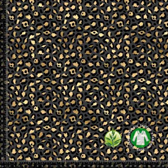 Digitalprint i bambus jersey Rosetter grå med rosetmønster