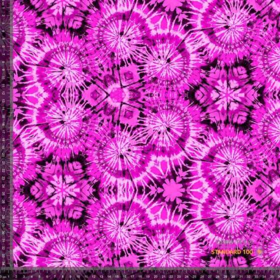Jersey print med tie dye cirkler pink - Billede 1
