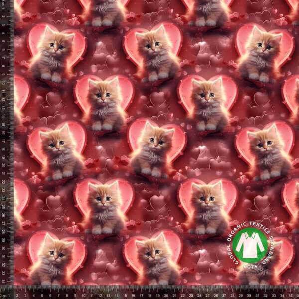 Cat Valentine's Day Seamless Pattern - measurement-min-min Love Cats digital print on cotton/lycra jersey