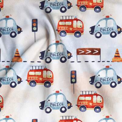 Rib jersey - Police & fire trucks