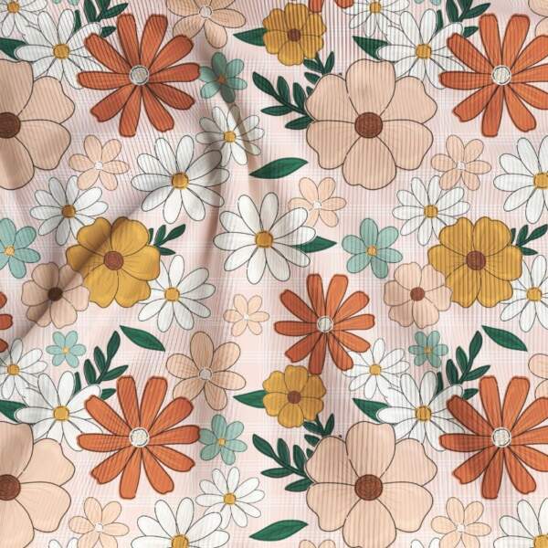 DGR24-024 Rib jersey - Flowers with burnt fraves