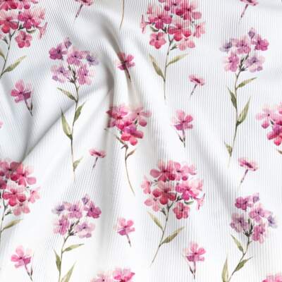 Rib jersey - Pink bouquets