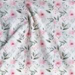 Rib jersey - Pink flowers with leaves