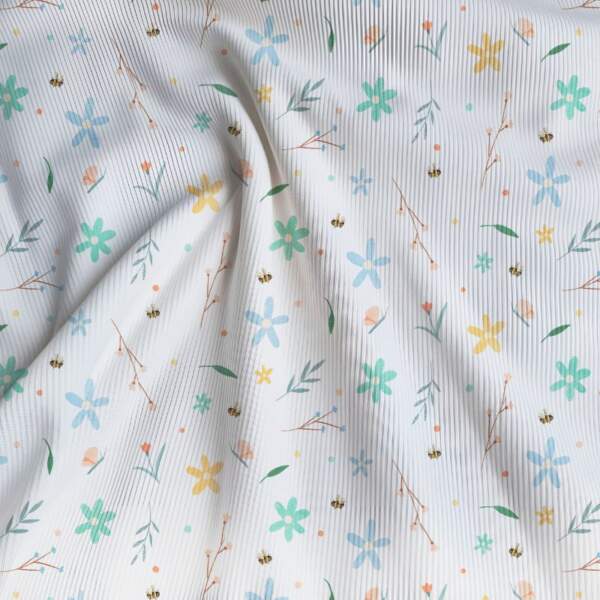 Rib jersey - Bee flowers