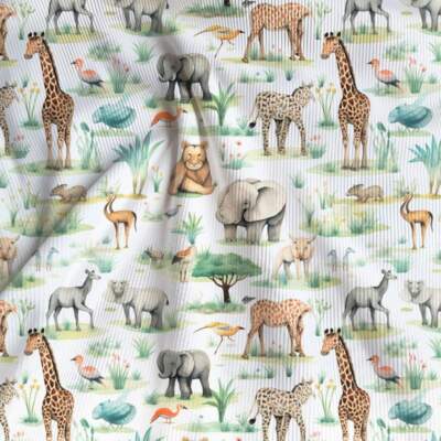 Rib jersey - Savannah animal (Green)