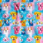 Rib jersey - Colorful dogs