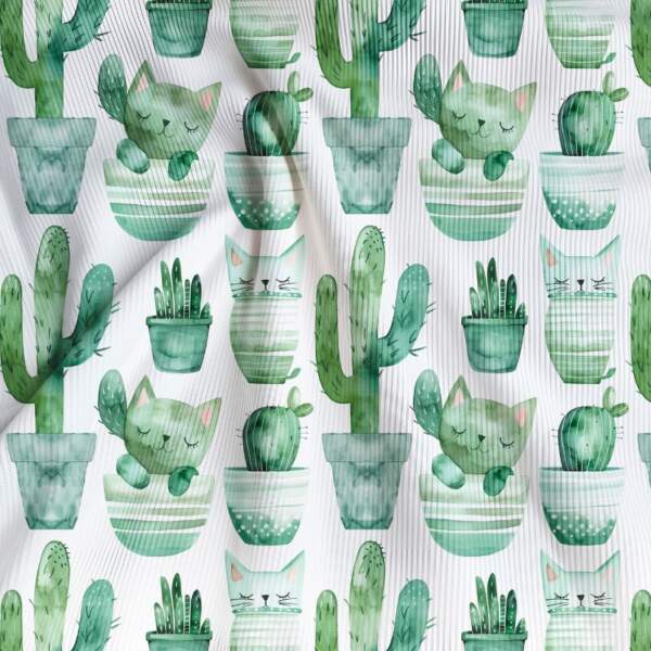 Rib jersey - Cactus cats