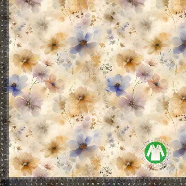Printed cotton jersey with watercolor flowers digital print jersey 220 g/m² 160 cm