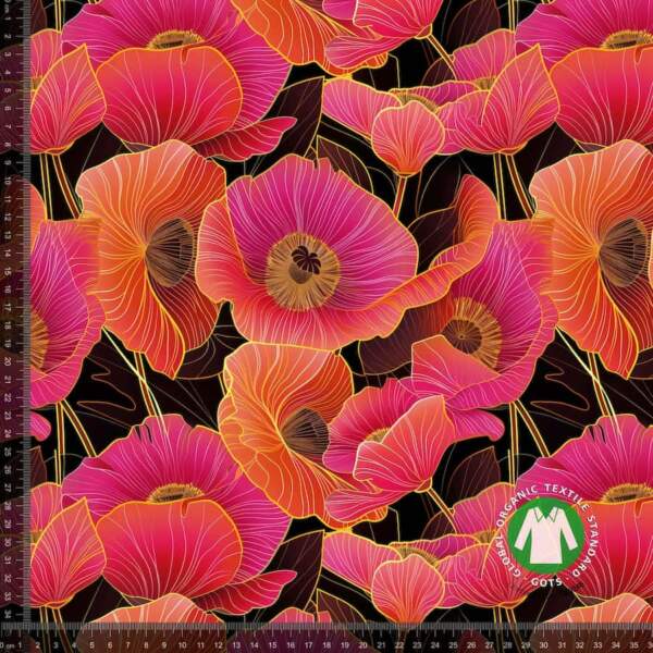 Red gold poppy - measurment-min-min Jersey print with large poppies - Red/gold