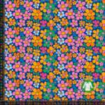 Jersey print with small retro flowers - Multi