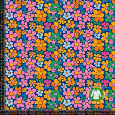 Jersey print with small retro flowers - Multi