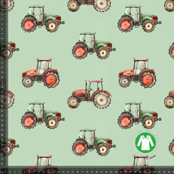 Simple watercolor tractors 2 (new file) - measurement-min-min Jersey print with tractor & green background