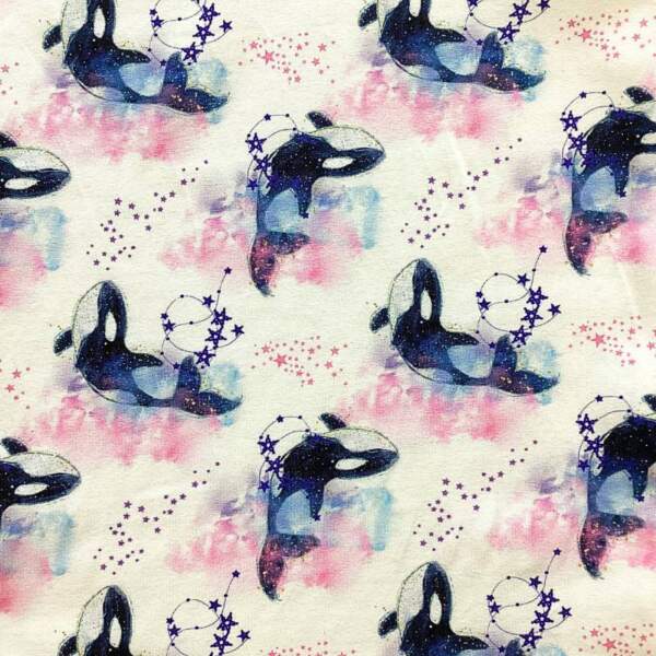 Jersey print with orca whales digital print cotton jersey 220 g/m²