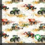 Jersey print med traktor & vandfarve splash