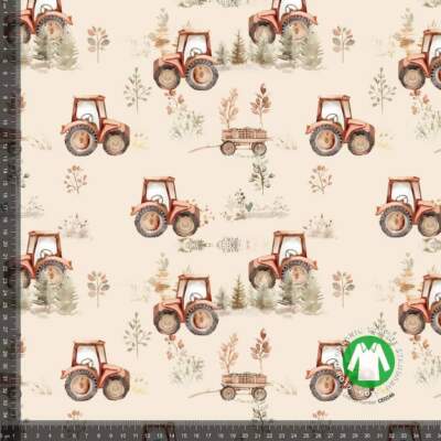 Jersey print with watercolor tractor - Sand