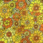 Jersey print retro flowers - yellow