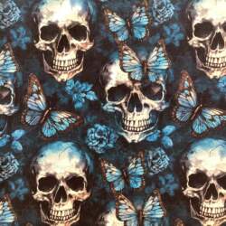 Jersey print med skulls & sommerfugle