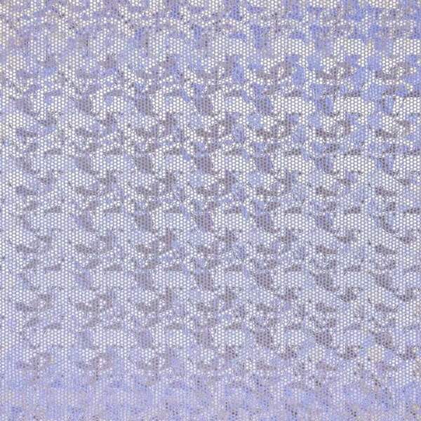 Detail of gold foil print on lavender jersey