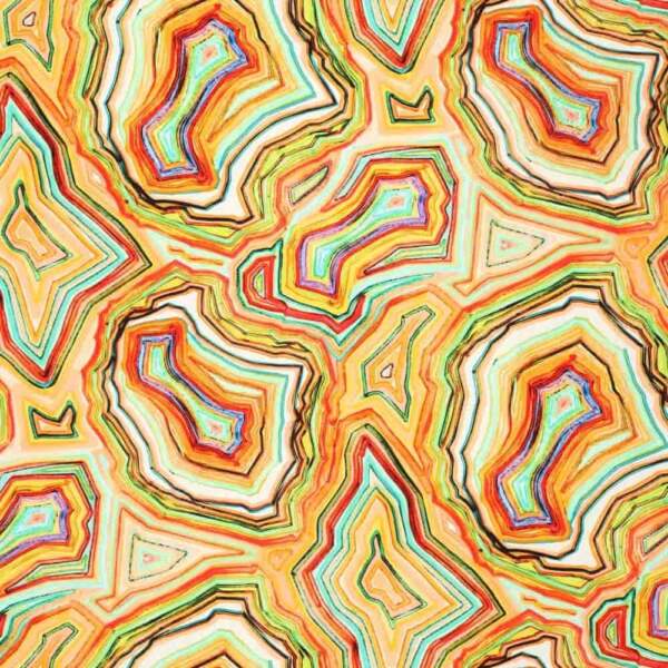 Close-up of line drawing digital print on cotton jersey