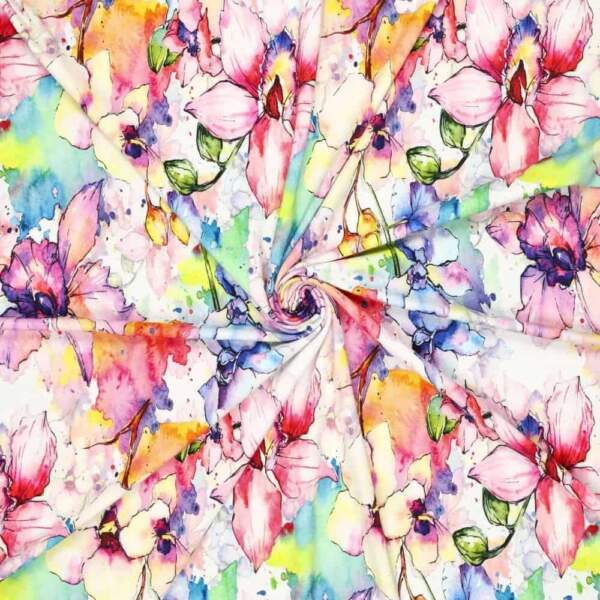 Viscose jersey - Watercolor flowers multi