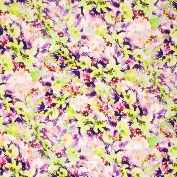 Viscose jersey - Purple/green flowers