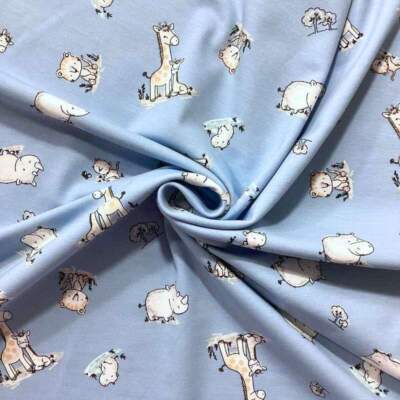 Jersey print Baby animals blue digital print jersey 200 g/m² 145 cm