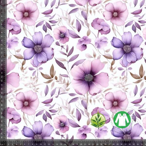 Bamboo jersey with elegant purple flowers