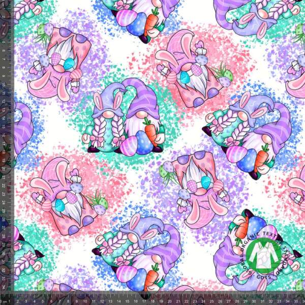 Jersey print with garden gnomes GOTS