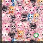 Jersey print with cute cats - pink