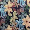 Gobelin Elsinor Negro (Leaves) jacquard woven leaf motif in blue and black