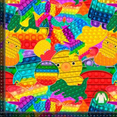 Jersey print with colorful characters - GOTS