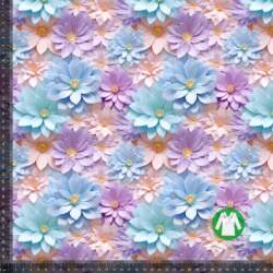 Jersey print med sommer pastel blomster