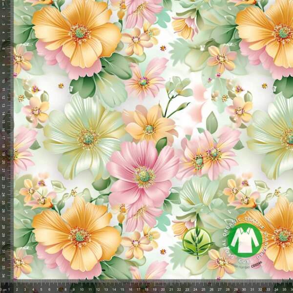 Bamboo jersey with beautiful pastel flowers