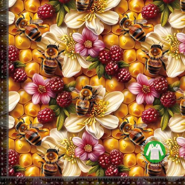 Jersey print with bees and flowers