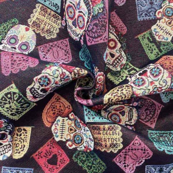 Toluca Black gobelin pattern in cotton/polyester for cushions and seat pads