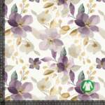 Jersey print with golden spring flowers
