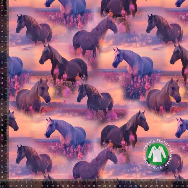 Horse pattern 2 (600 ppi) – measurement Jersey print med romantiske heste