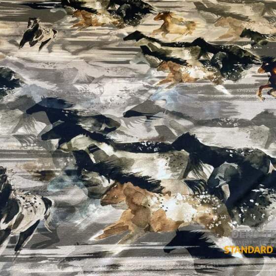 Viscose jersey with horses - Image 1