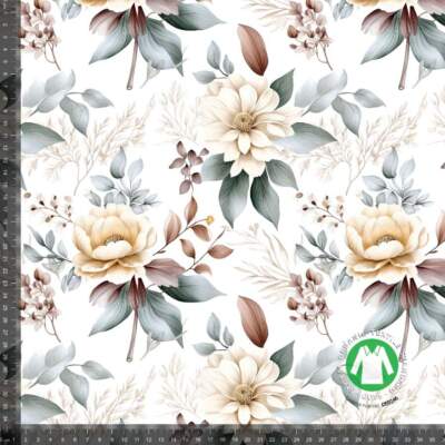 Jersey print with toned-down elegant flowers