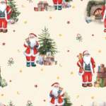 Christmas poplin with Santas and gifts