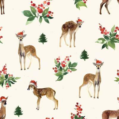Christmas poplin with fallow deer