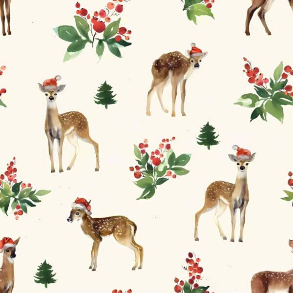 Christmas poplin with fallow deer