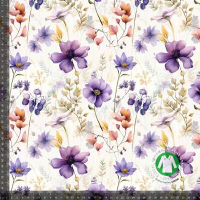 Jersey print with purple cornflowers