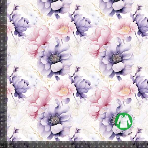 Rose pastel flower - measurement Jersey print with pastel roses