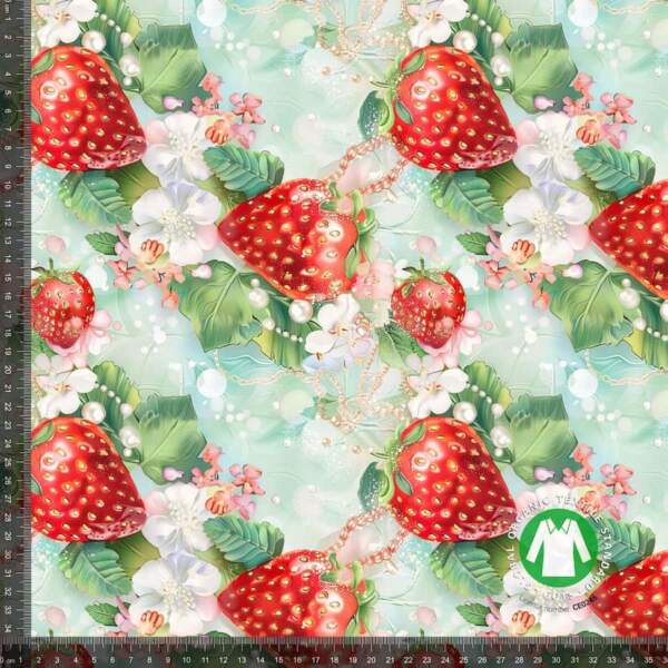 Summer strawberries - measurement-min-min Jersey print with spring strawberries