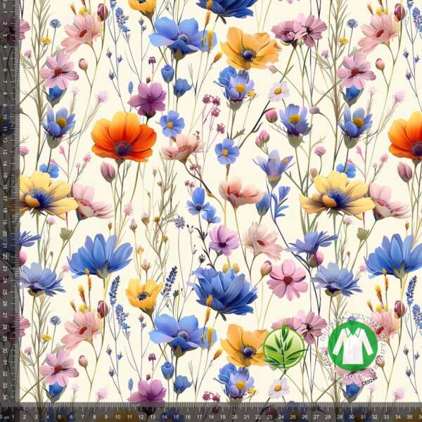 Sweet flower field - measurement-min-min Bamboo jersey with meadow flowers
