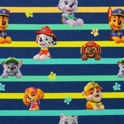 Paw Patrol licensprint jersey med striber 200 g/m² 150 cm