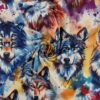 Yksityiskohta jersey-kankaasta watercolor-susiprintillä